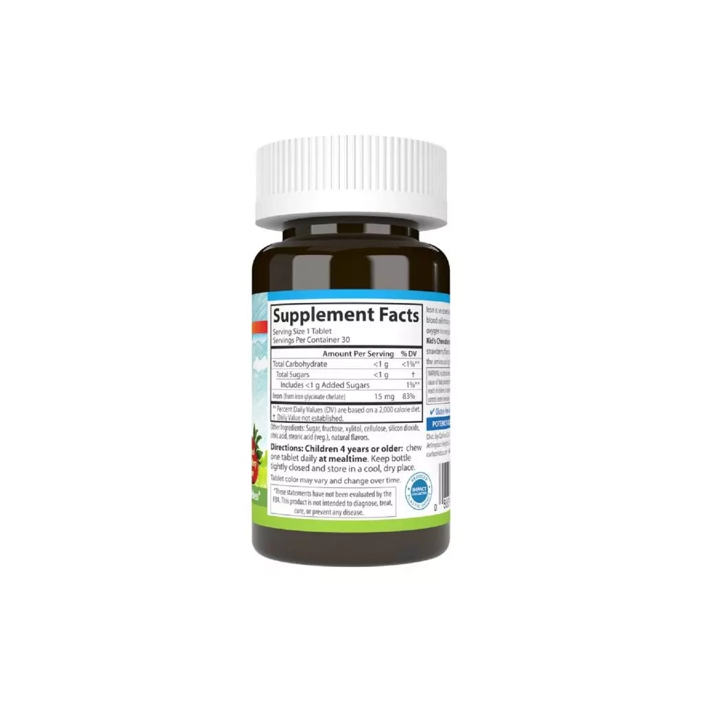 Мінерали Carlson Залізо Дитяче, 15 мг, смак полуниці, Kid's Chewable Iron, 30 жуватий (CL55930) - изображение 2