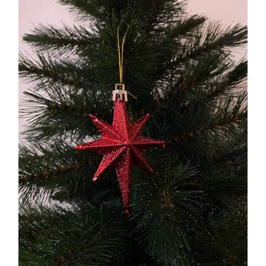 Ялинкова іграшка Chomik Зірки, 9 см, пластикові 4 шт, червоні (5901292631147_3) - зображення 3