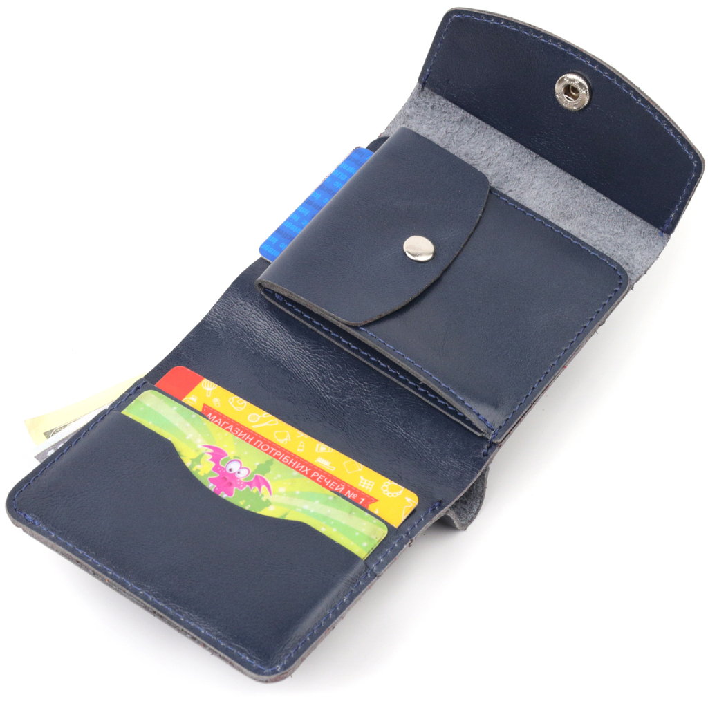 Портмоне Shvigel З натуральної шкіри Синє (16622) - зображення 5