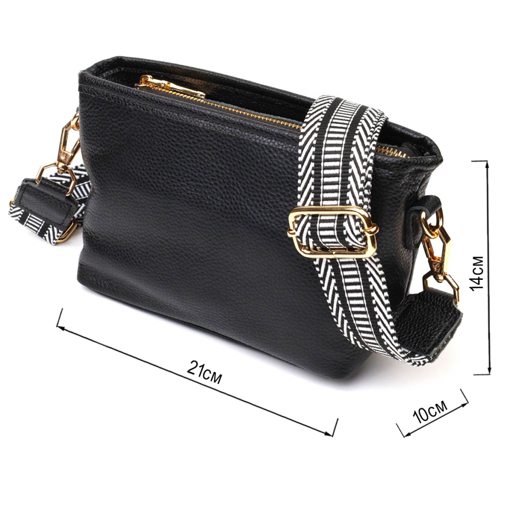 Сумка Vintage На плече з натуральної шкіри Чорна (22080) - зображення 3