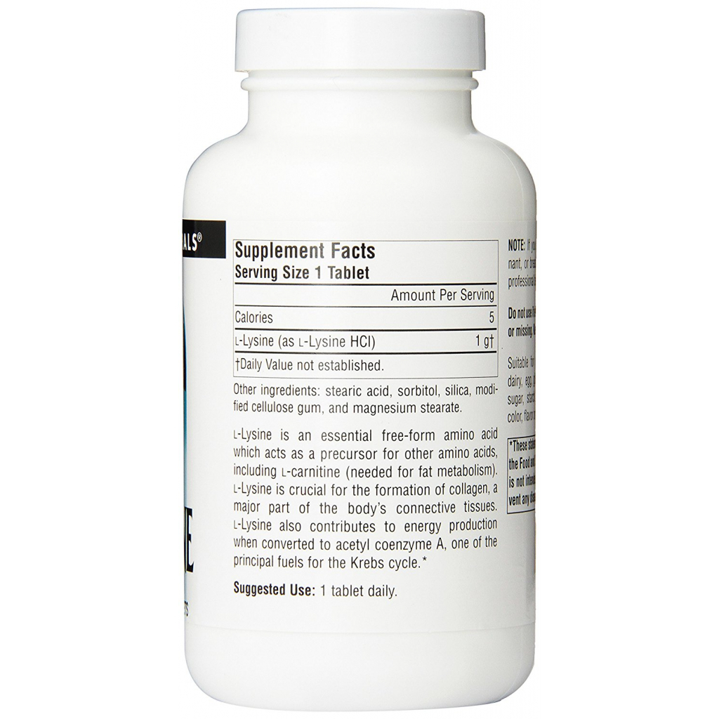 Амінокислота Source Naturals Лізин 1000мг, 100 таблеток (SNS-00142) - зображення 2