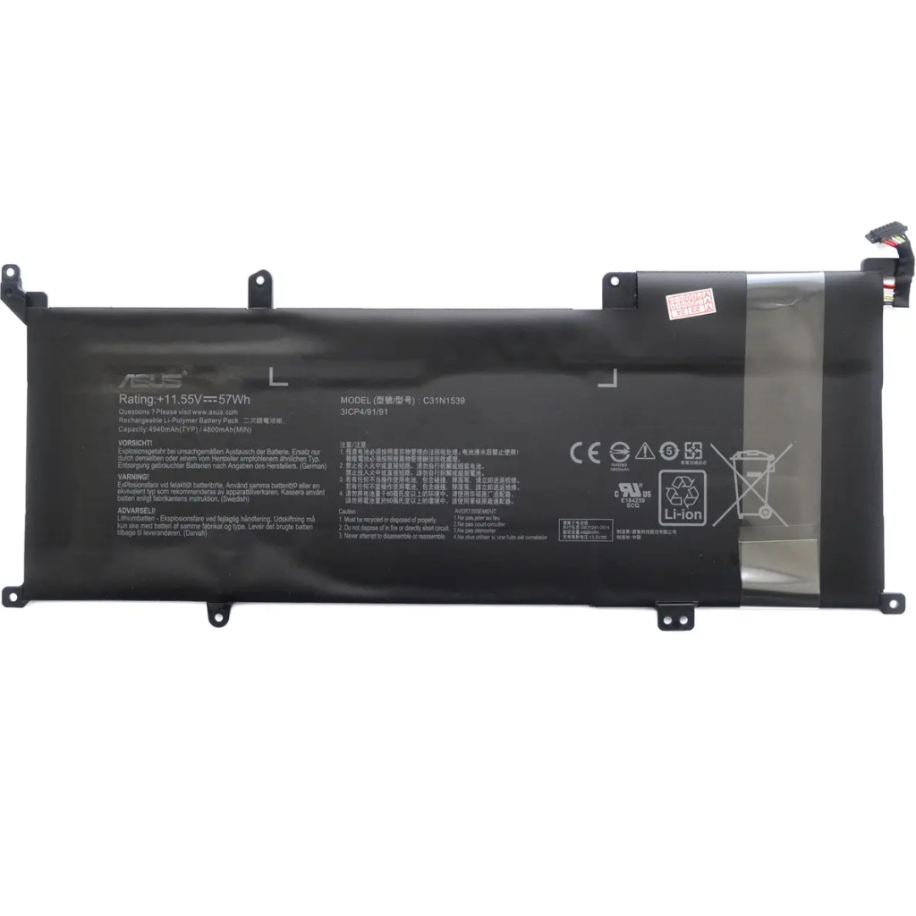 Акумулятор до ноутбука ASUS ZenBook UX306UA C31N1539, 4940mAh (57Wh), 3cell, 11.55V, Li-Pol (A47819) - зображення 1