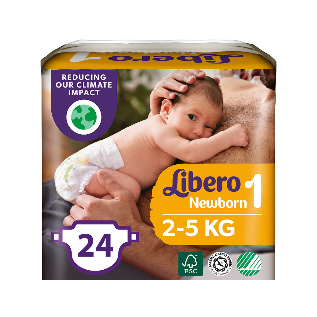Підгузки Libero New Born 1 2-5 кг 24 шт (7322541197562) - зображення 1