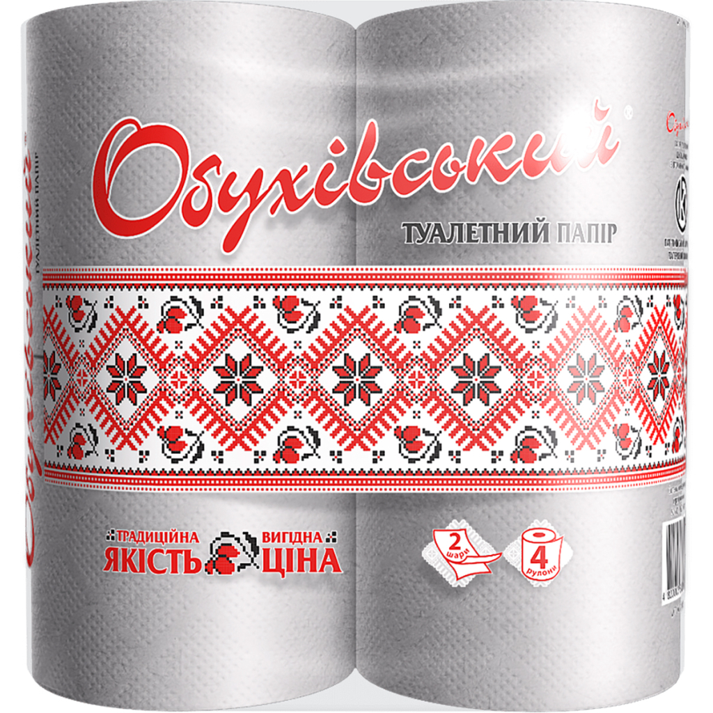 Туалетний папір Обухівський 2 шари сірий 4 рулони (4820003833803) - зображення 1