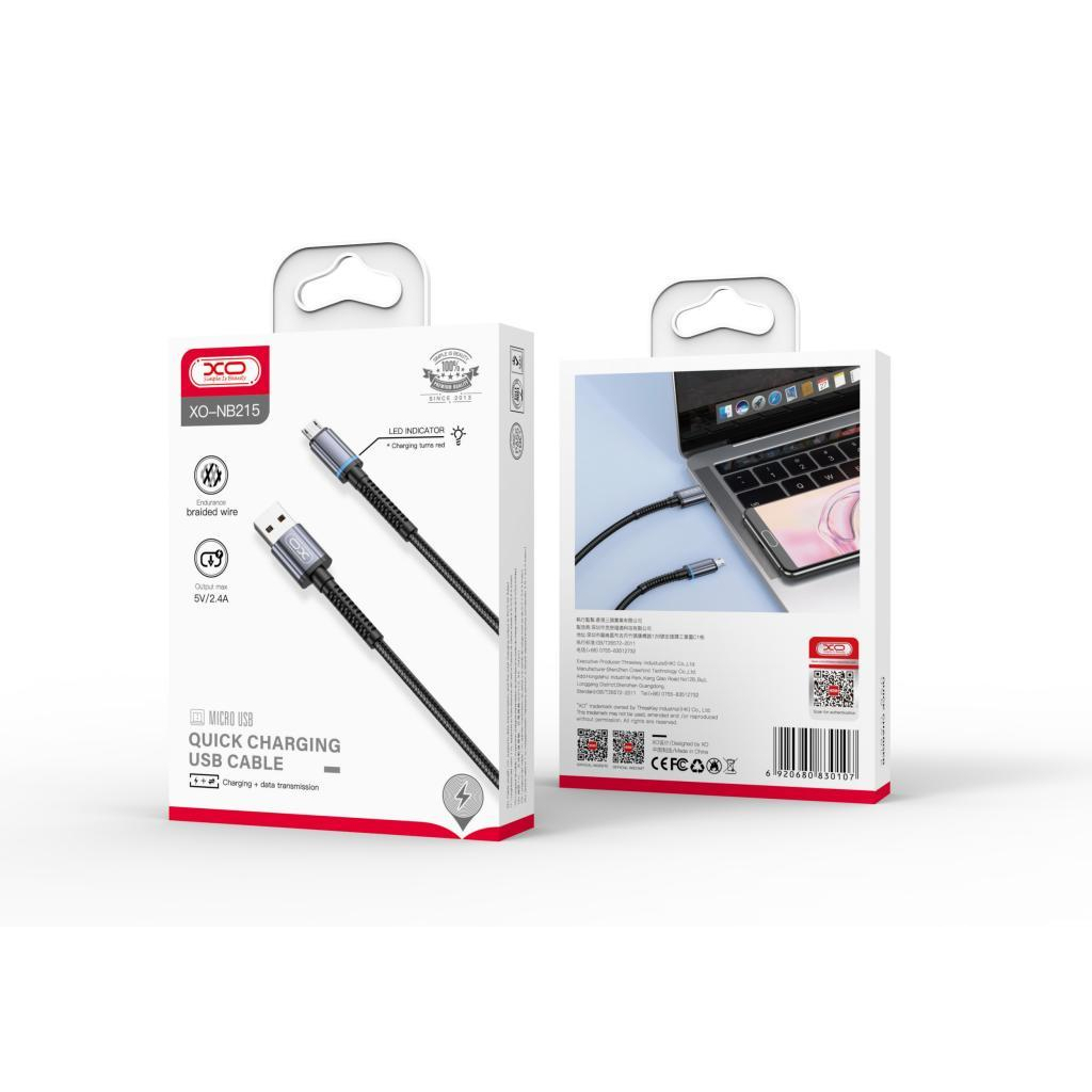 Дата кабель USB 2.0 AM to Micro 5P 1.0m 2.4A black XO (NB215-M-BK) - зображення 2