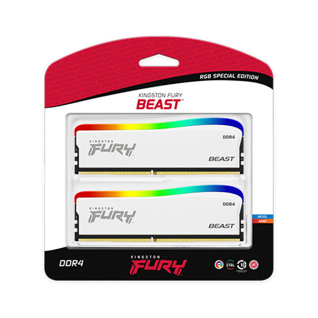 Модуль пам'яті для комп'ютера DDR4 32GB (2x16GB) 3600 MHz Beast White RGB SE Kingston Fury (ex.HyperX) (KF436C18BWAK2/32) - зображення 6