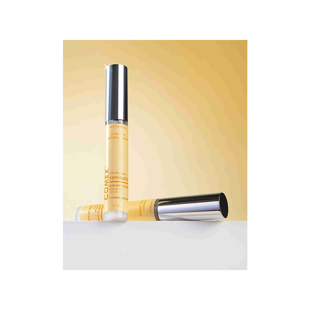 Гель для брів Comex Ayurvedic Natural Serum Натуральна сироватка для росту вій та брів з арганою 12 мл (4820230952568) - изображение 3