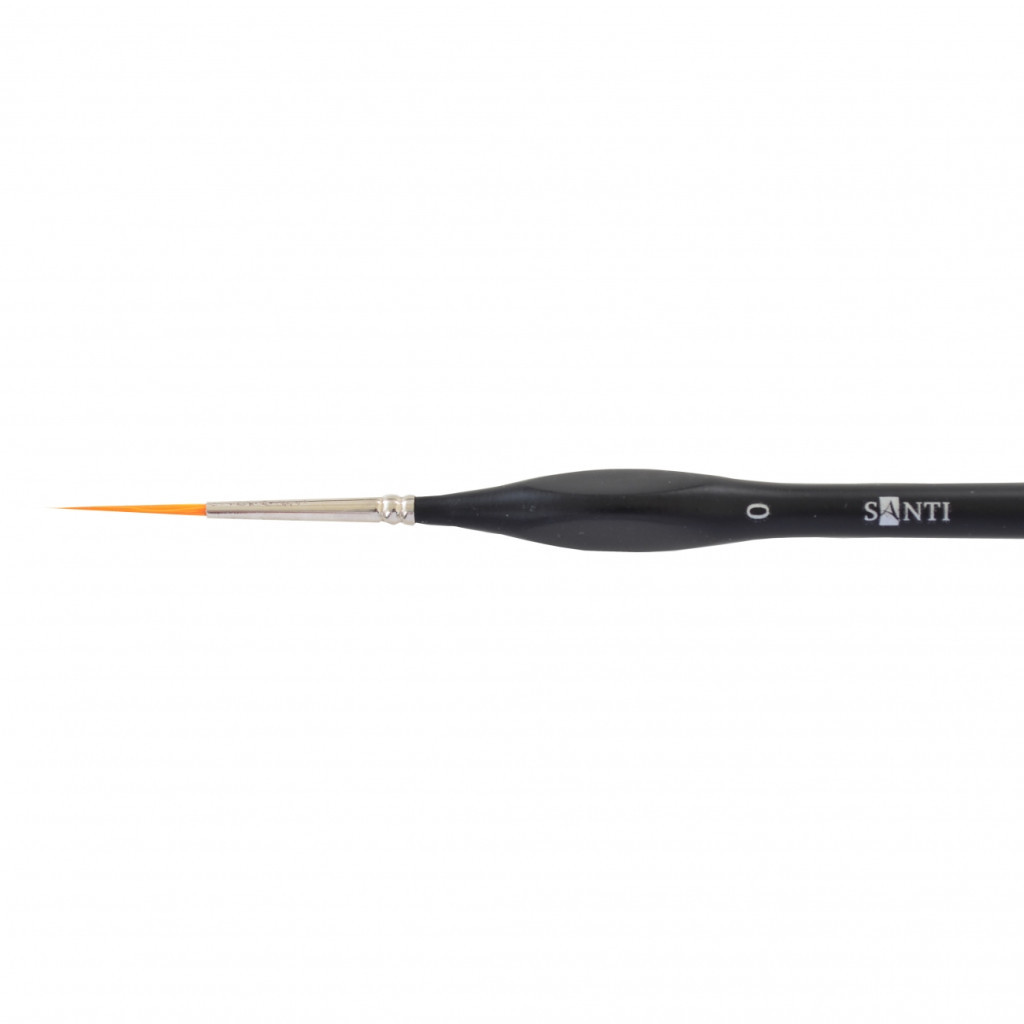 Пензлик для малювання Santi синтетика Sensation, коротка вигнута ручка, лайнер, №0 (310761) - зображення 2