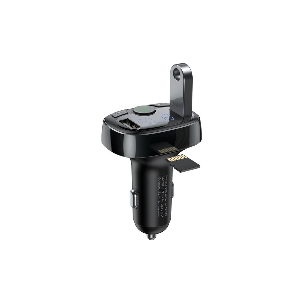 FM модулятор Baseus T Shaped S-09A 2 х USB Type-A, microSD Black (CCMT000001) - зображення 4