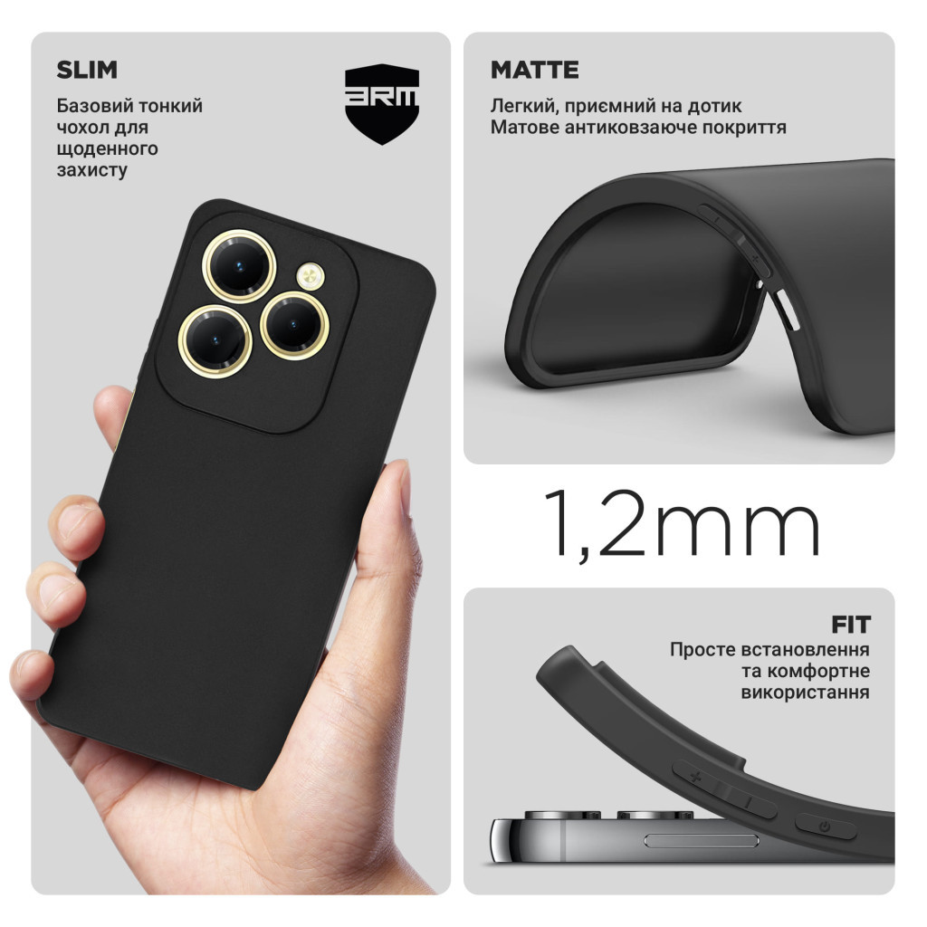 Чохол до мобільного телефона Armorstandart Matte Slim Fit Infinix HOT 40 Camera cover Black (ARM73938) - зображення 3