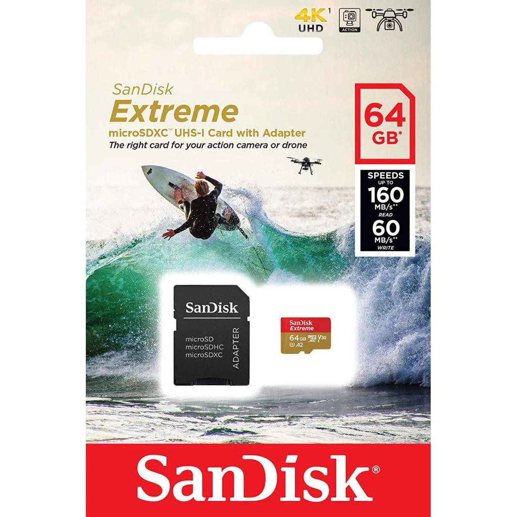 Карта пам'яті SanDisk 64GB microSD class 10 UHS-I U3 A2 EXTREME (SDSQXA2-064G-GN6AA) - зображення 4