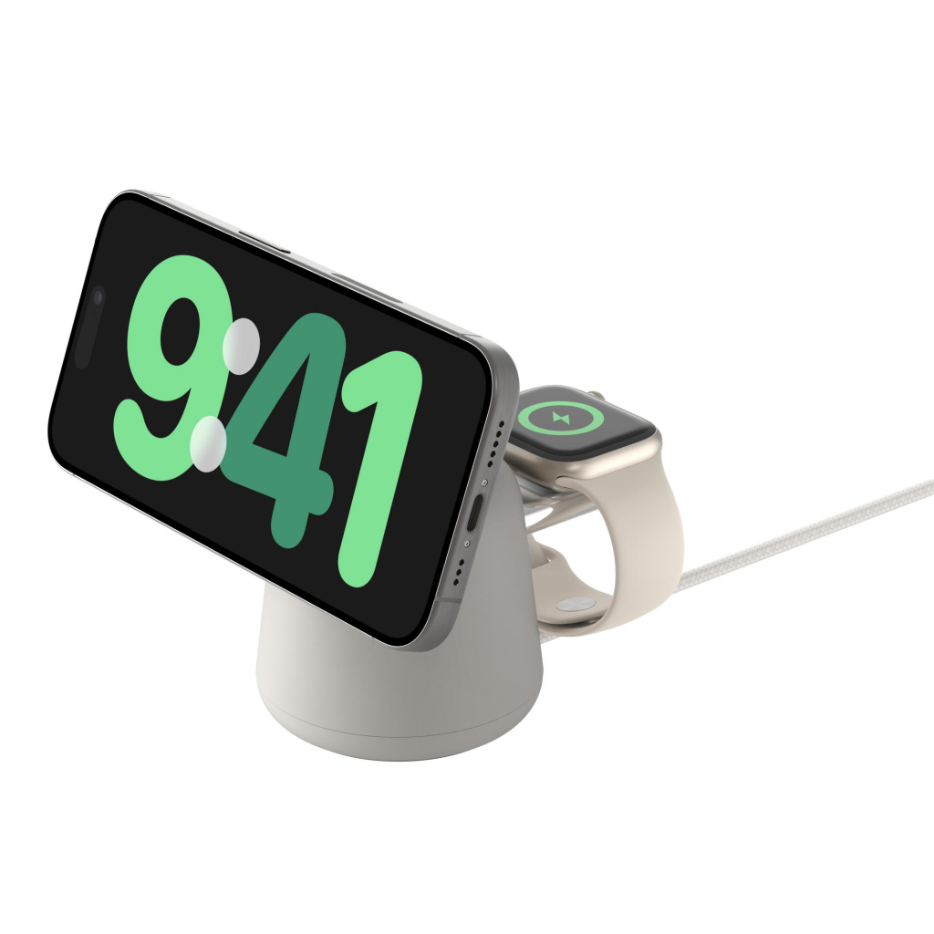 Зарядний пристрій Belkin 2in1 MagSafe iPhone/Watch/AirPods Sand Mass (WIZ020VFH37) - зображення 1
