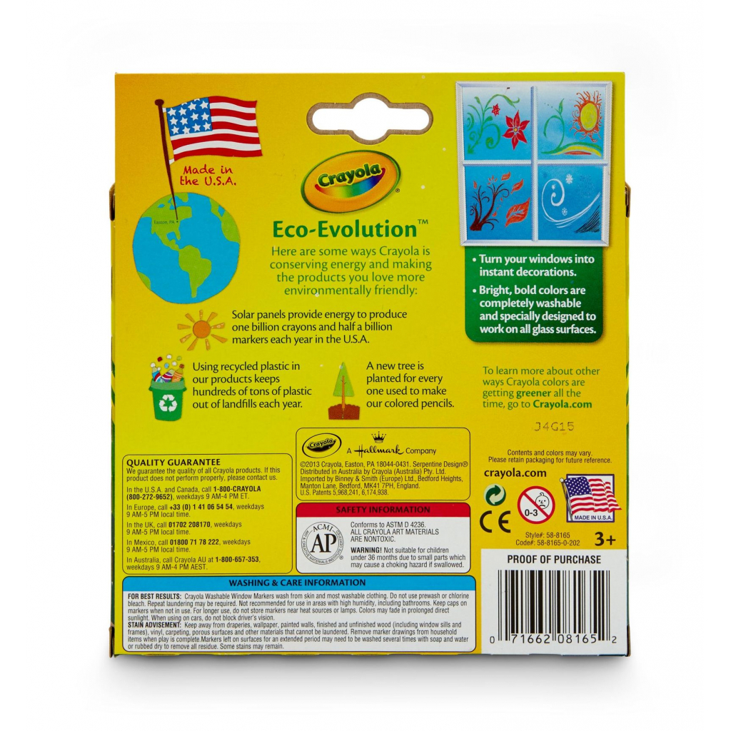 Фломастери Crayola Набір Washable для малювання на склі 8 шт (256344.024) - зображення 3