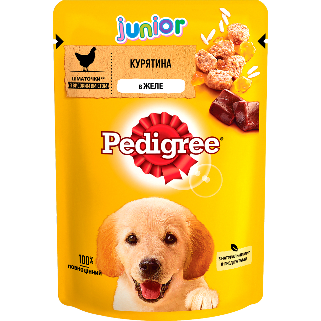 Вологий корм для собак Pedigree Junior Курка з рисом у желе 100 г (5900951017247) - зображення 1