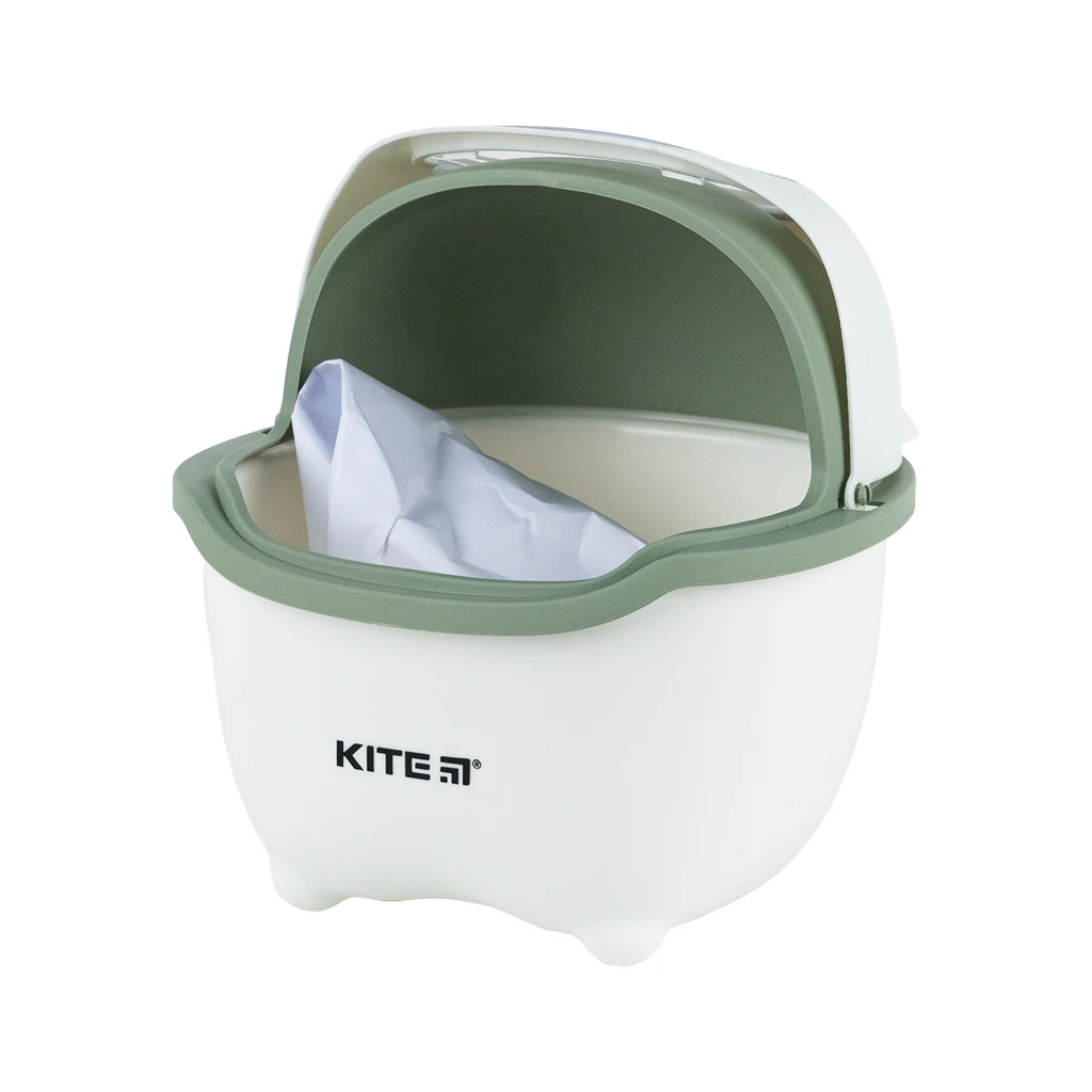 Кошик для паперів Kite Настільний контейнер для сміття, біло-зелений (K24-009-7) - зображення 4