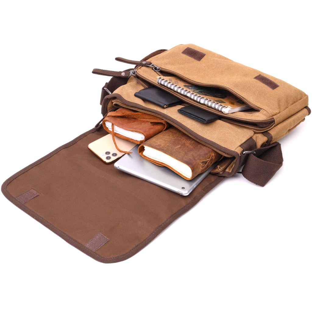 Сумка Vintage Текстильна сумка через плече Коричнева (22201) - зображення 6