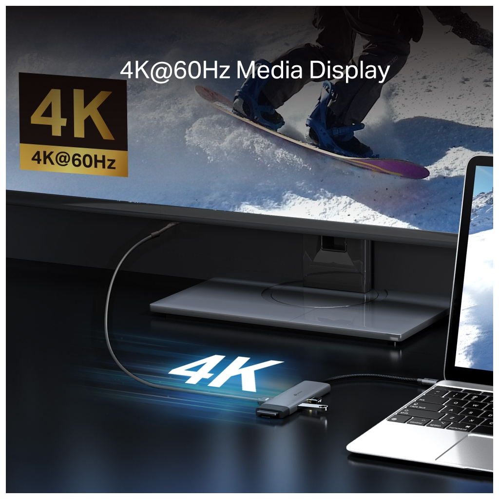 Концентратор TP-Link USB-C 7-in-1 3xUSB + HDMI + SD/TF + USB-C PD100W (UH7021C) - зображення 7