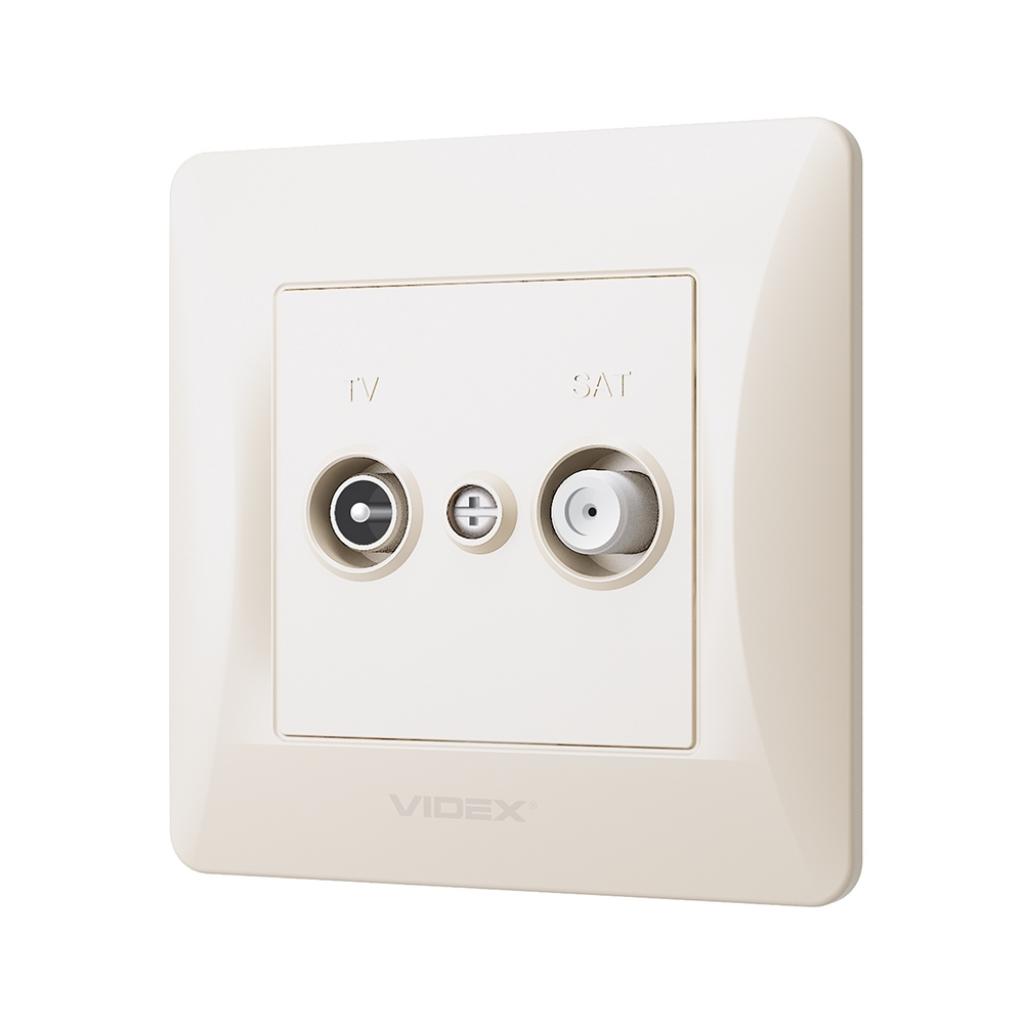 ТВ розетка Videx BINERA TV + SAT кінцева кремова (VF-BNSK2TVSATE-CR) - изображение 1