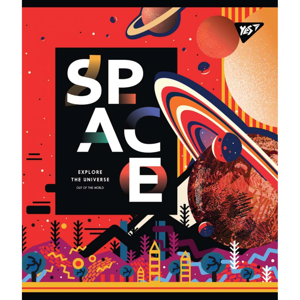 Зошит Yes А5 Space Abstract 18 аркушів клітинка (765195) - зображення 2