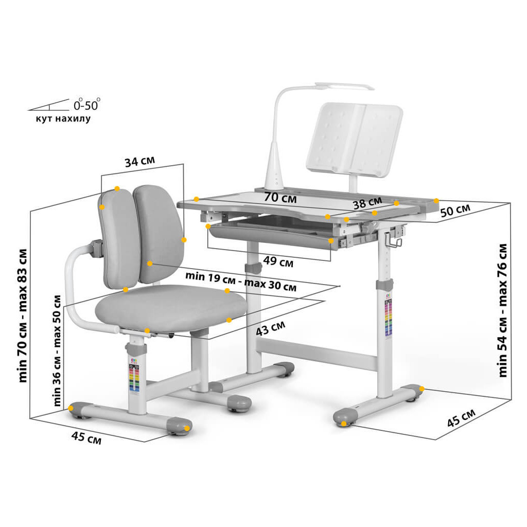 Парта зі стільцем Evo-kids BD-23 G - изображение 3
