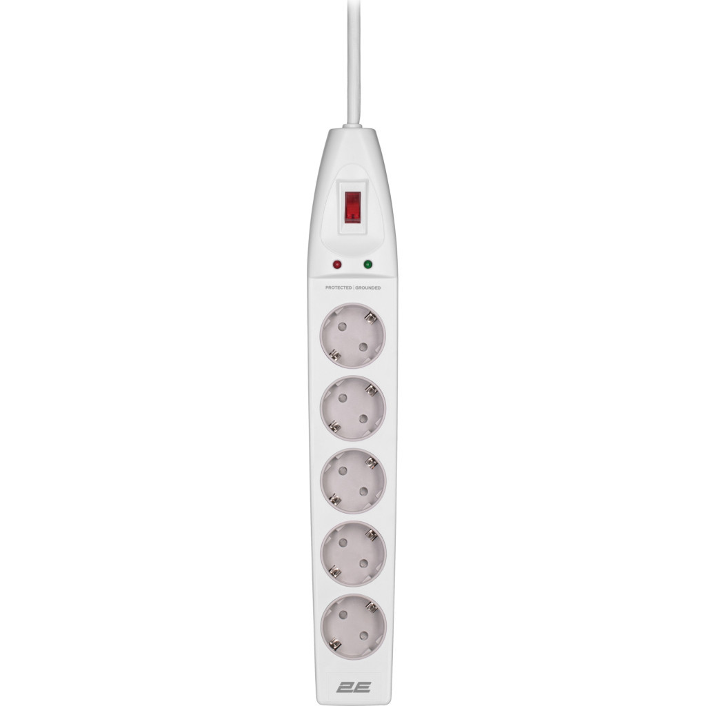 Мережевий фільтр живлення 2E 5XSchuko, 3G*1.5мм, 2м, white (2E-SP515M2WH) - зображення 2