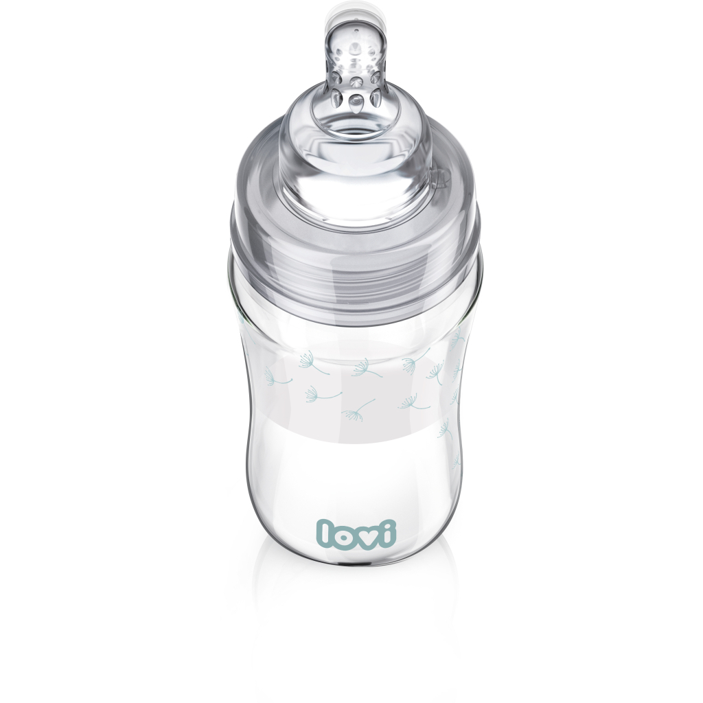 Пляшечка для годування Lovi Diamond Glass Botanic скляна 250 мл Світло-синя (74/205) - зображення 2