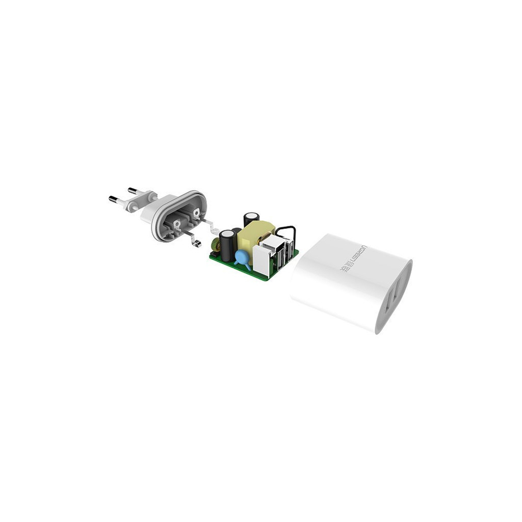 Зарядний пристрій Ugreen CD104 2xUSB 3.4A Charger (White) (20384) - зображення 4