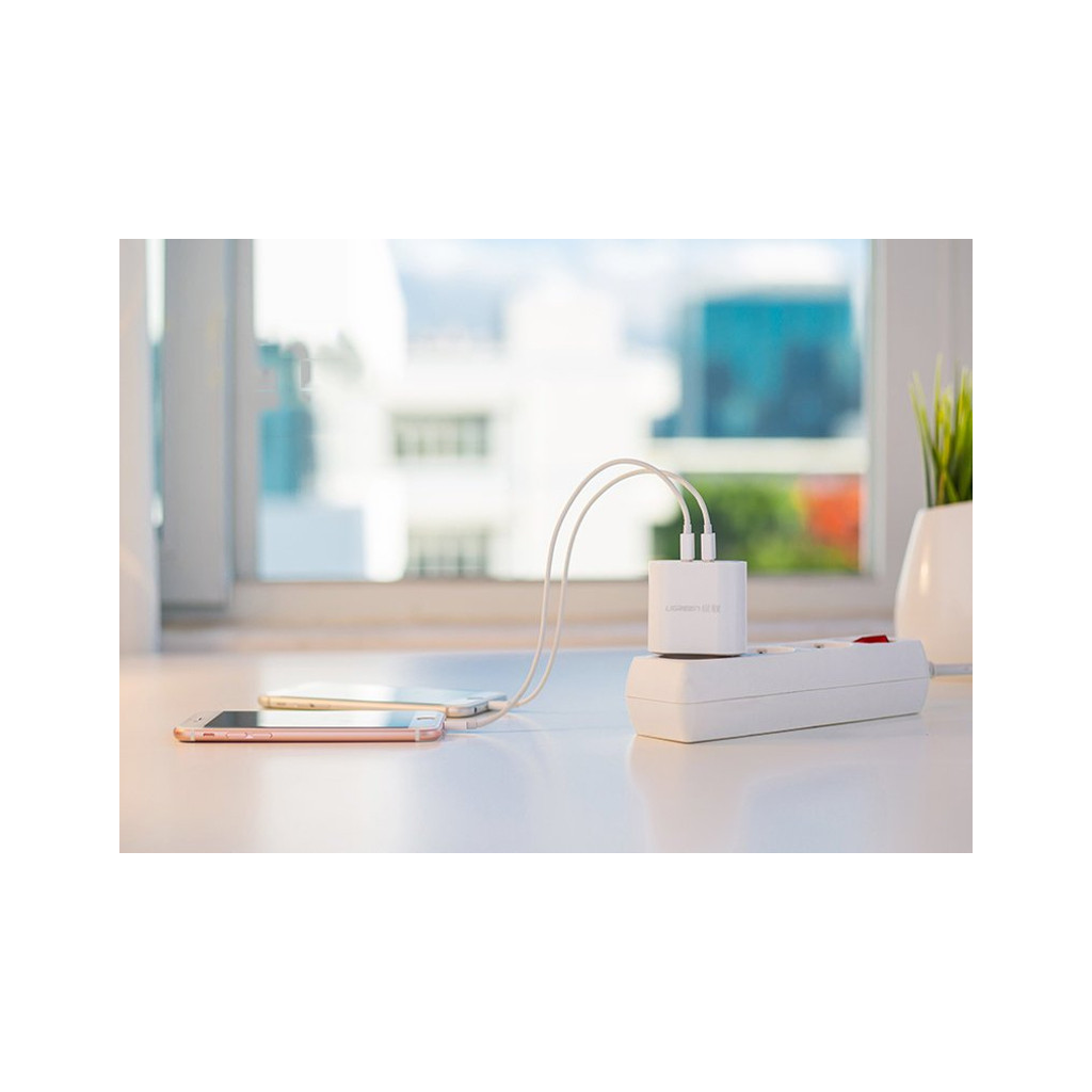 Зарядний пристрій Ugreen CD104 2xUSB 3.4A Charger (White) (20384) - зображення 11