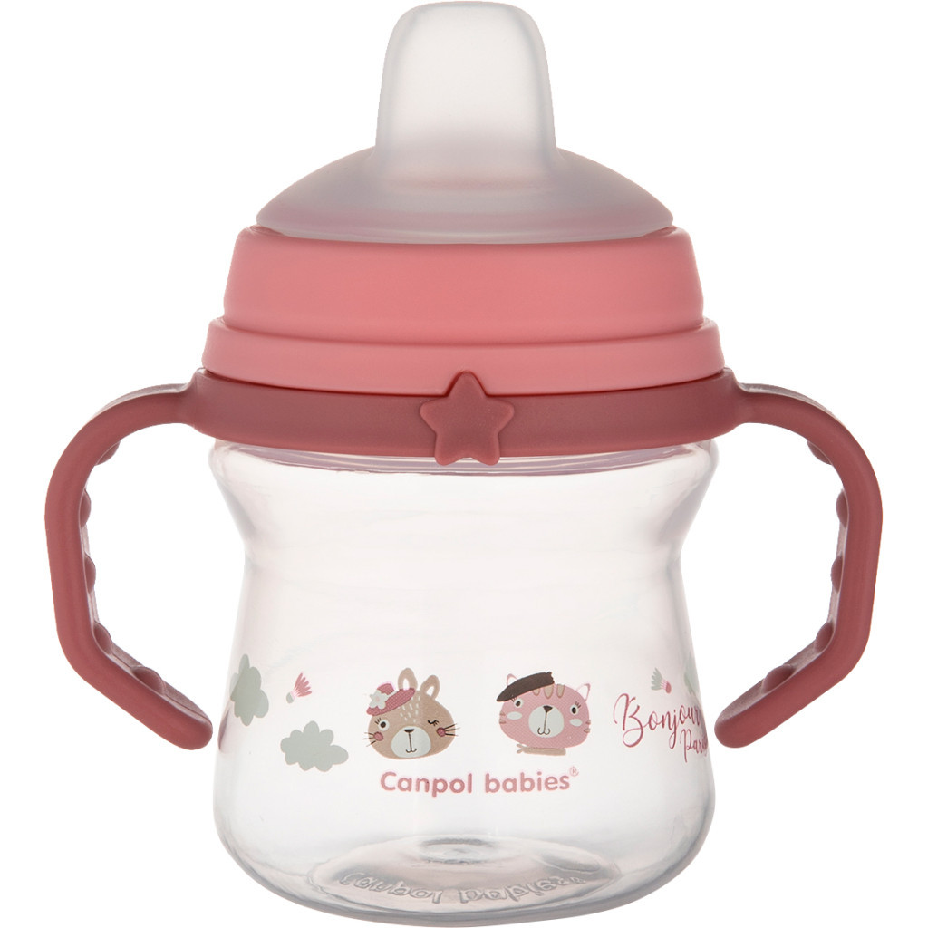 Поїльник-непроливайка Canpol babies Bonjour Paris з силіконовим носиком FirstCup 150 мл Рожева (56/612_pin) - зображення 1