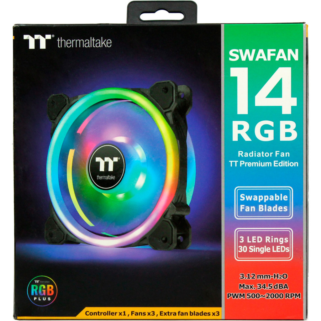 Кулер до корпусу ThermalTake SWAFAN 14 RGB Radiator Fan TT Premium Edition 3 Pack/Fan/14025 (CL-F138-PL14SW-A) - зображення 12