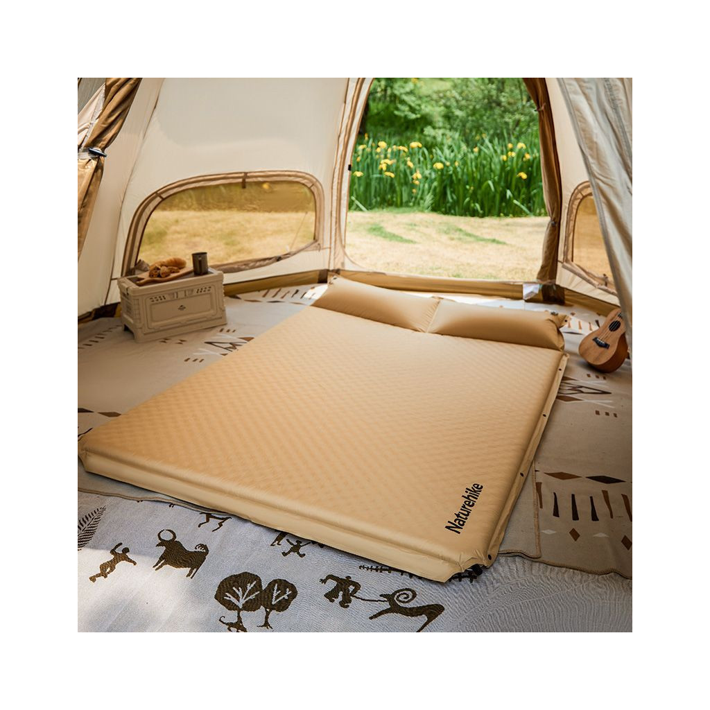 Туристичний килимок Naturehike CNK2300DZ014 Самонадувний двомісний з подушкою 60 мм бежевий (6976023926952) - зображення 4