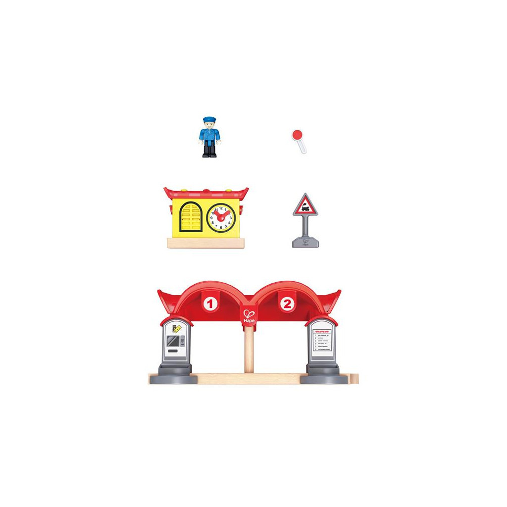 Залізниця Hape Набір для іграшкової залізниці Залізнична станція (E3702) - зображення 3