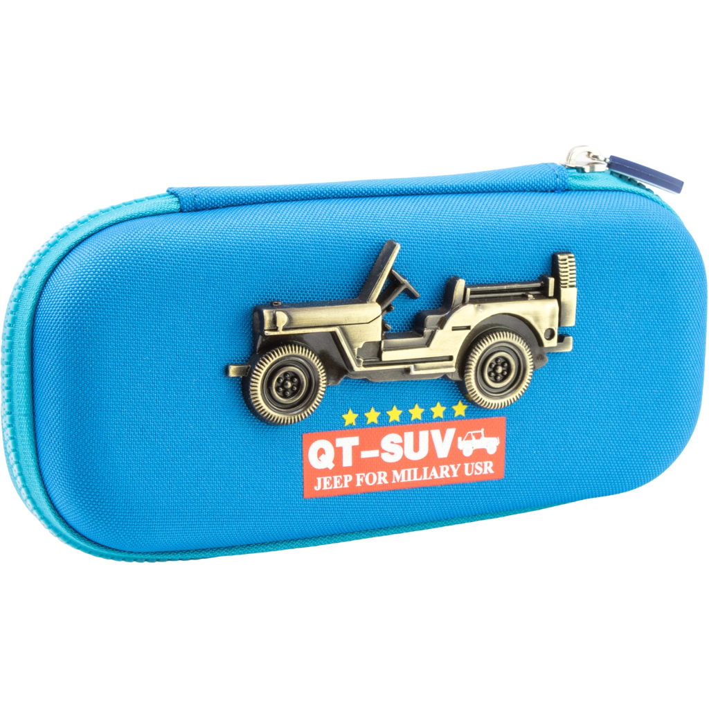 Пенал Cool For School з металевою аплікацією 1 відділення Блакитний (QT-5794-Blue) - зображення 1