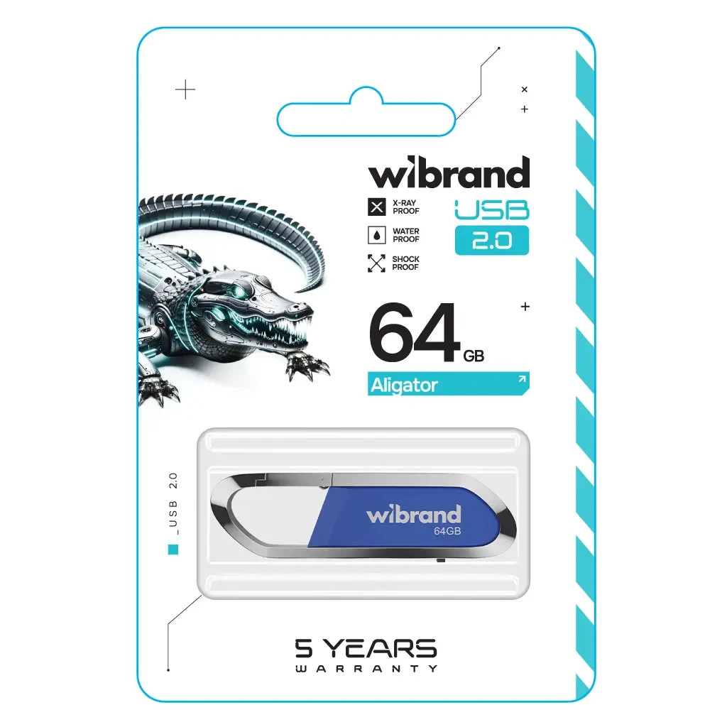 USB флеш накопичувач Wibrand 64GB Aligator Blue USB 2.0 (WI2.0/AL64U7U) - зображення 2