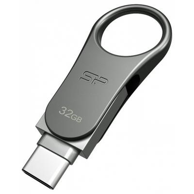 USB флеш накопичувач Silicon Power 32GB Mobile C80 Silver USB 3.2 (SP032GBUC3C80V1S) - зображення 2