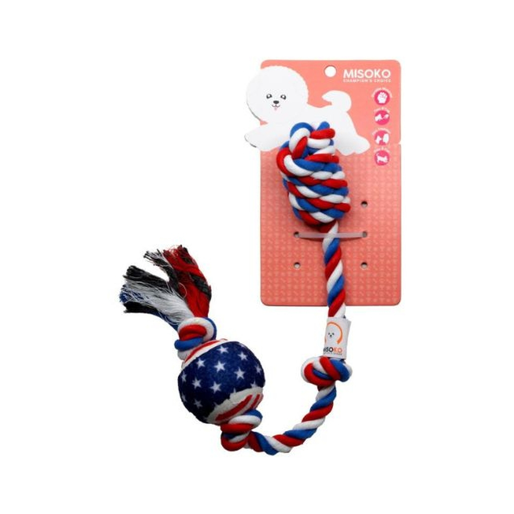 Іграшка для собак MISOKO&CO Мотузка з тенісним м'ячем фіолетова 48 см (MSKTXDT14601-V) - зображення 1