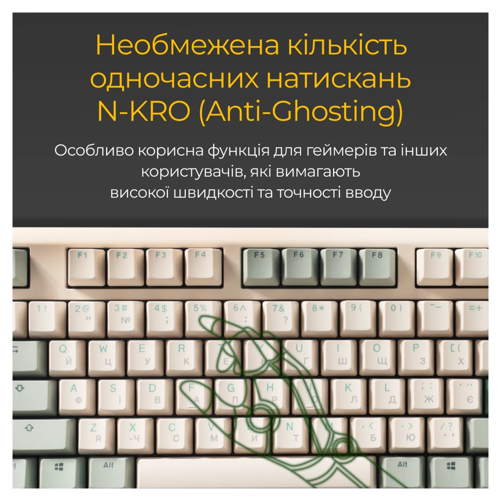 Клавіатура Ducky One 3 Cherry MX Silent Red UA USB Cream (DKON2108-SUAPXМAEGGC1) - зображення 9