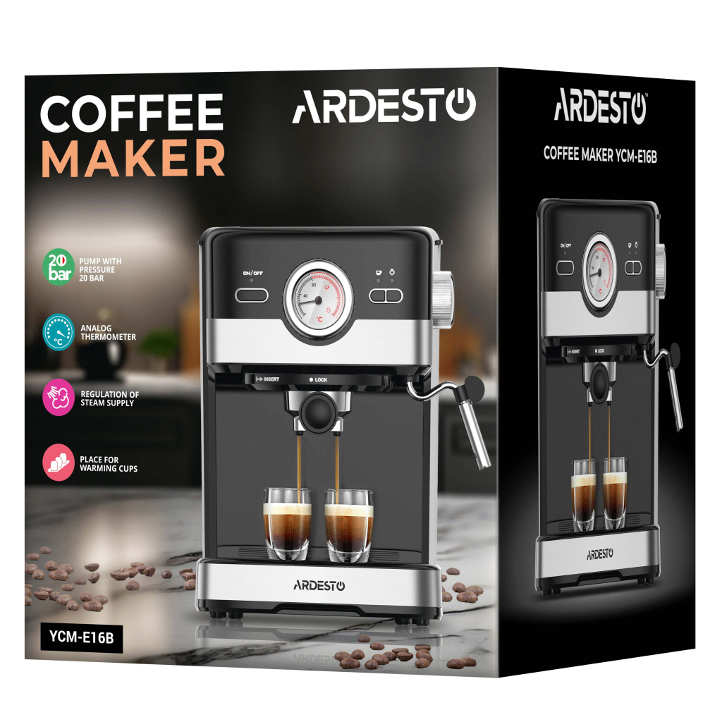 Ріжкова кавоварка еспресо Ardesto YCM-E16B - зображення 11