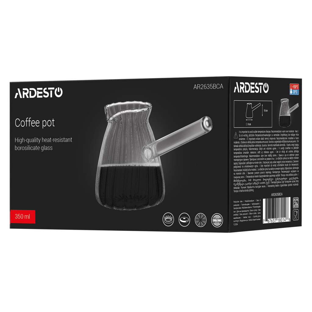Турка Ardesto Iceberg 350мл, боросилікатне скло, прозорий (AR2635BCA) - изображение 4