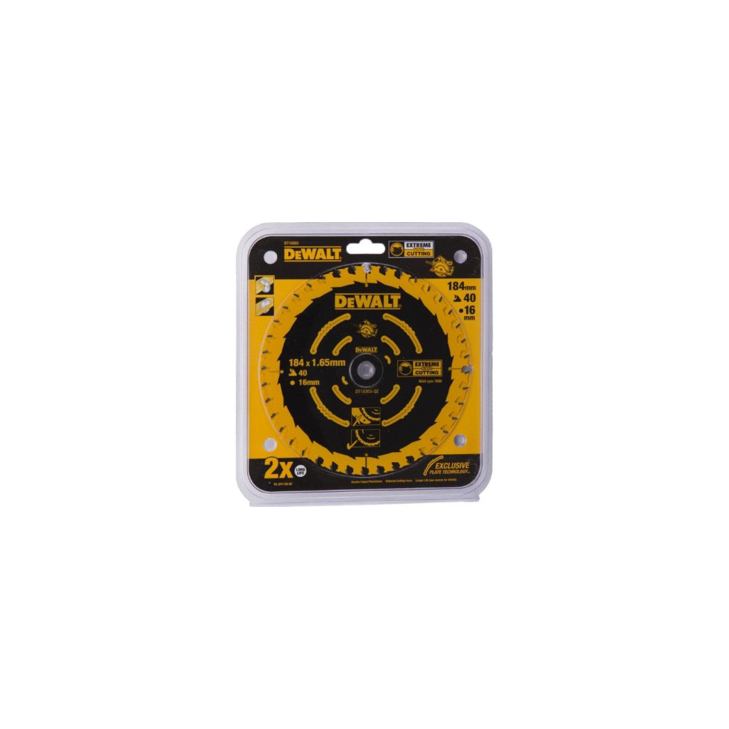 Диск пильний DeWALT EXTREME, 184 х 16 мм, 40 z, ATB, 18 градусів, універсальне застосування (DT10303) - зображення 2