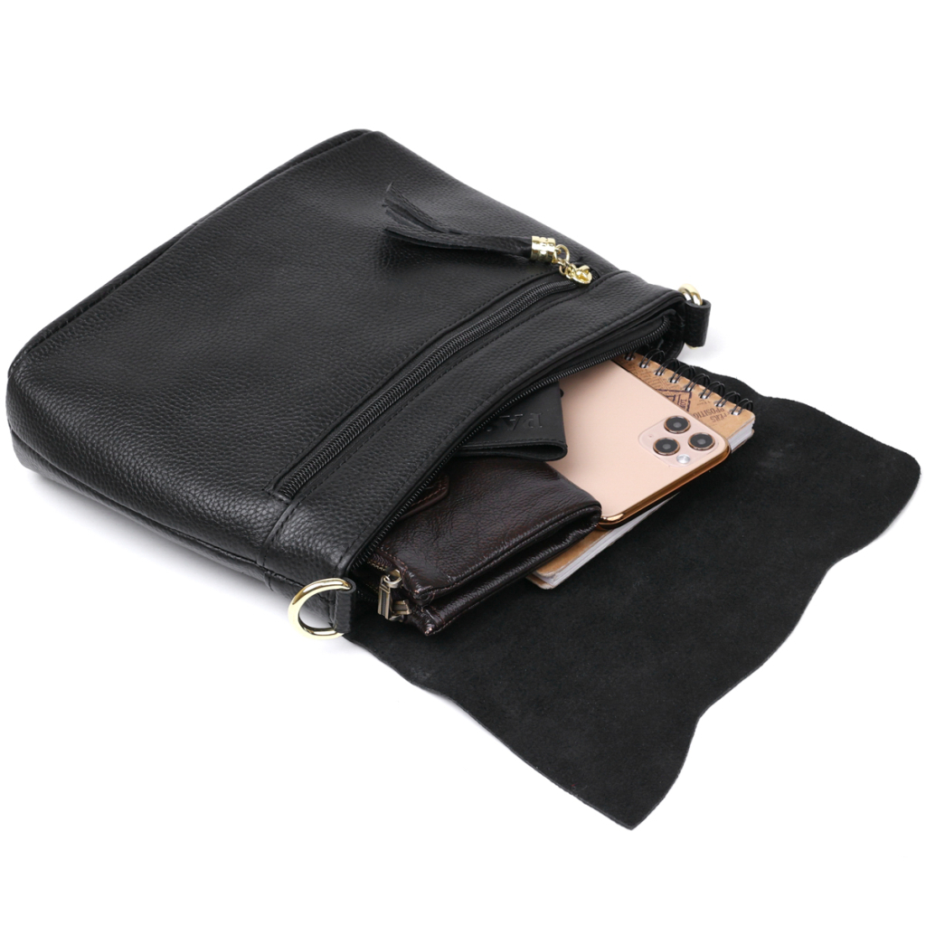 Сумка Vintage Шкіряна жіноча Чорна (20685) - зображення 8