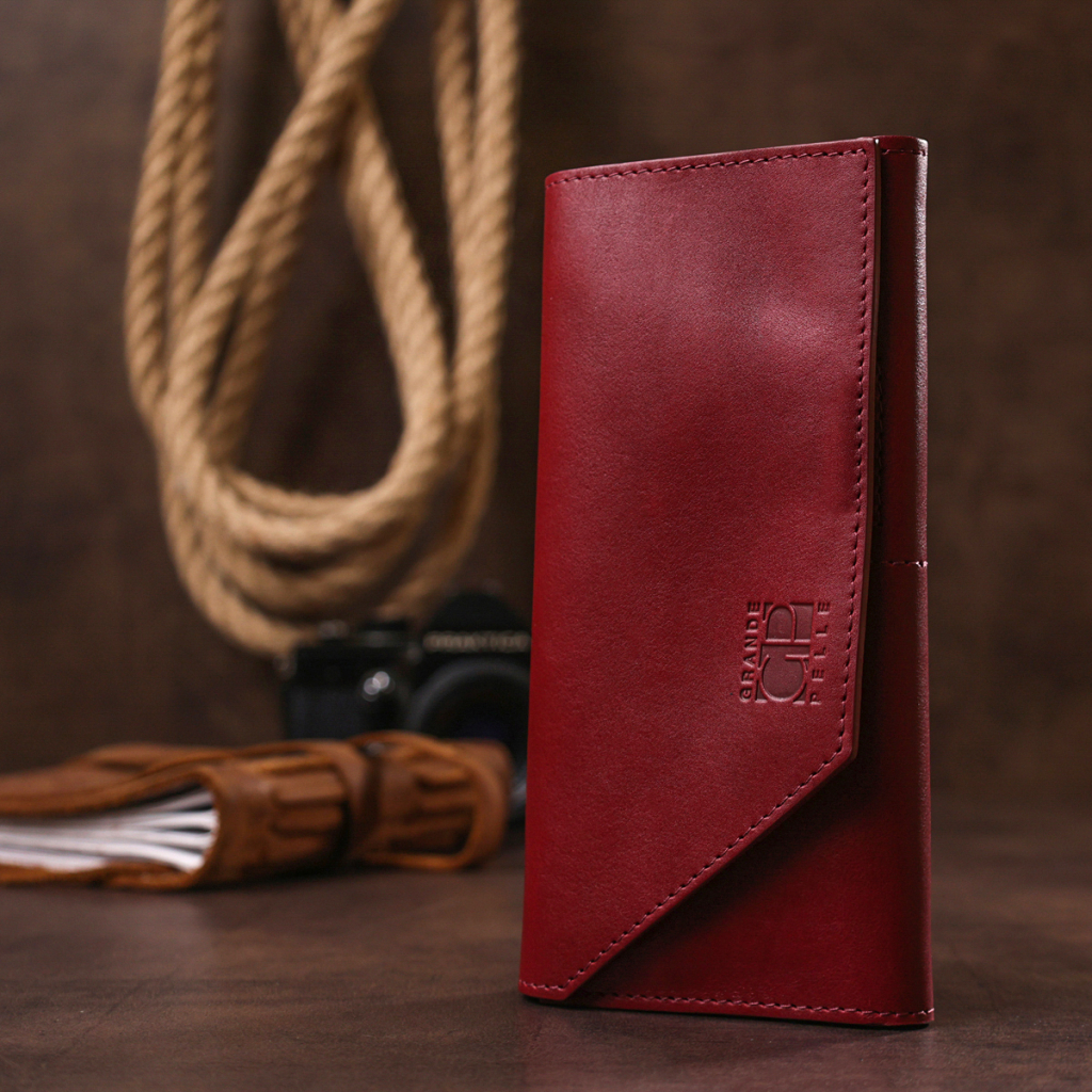 Гаманець Grande Pelle Шкіряний Бордовий (11576) - зображення 8