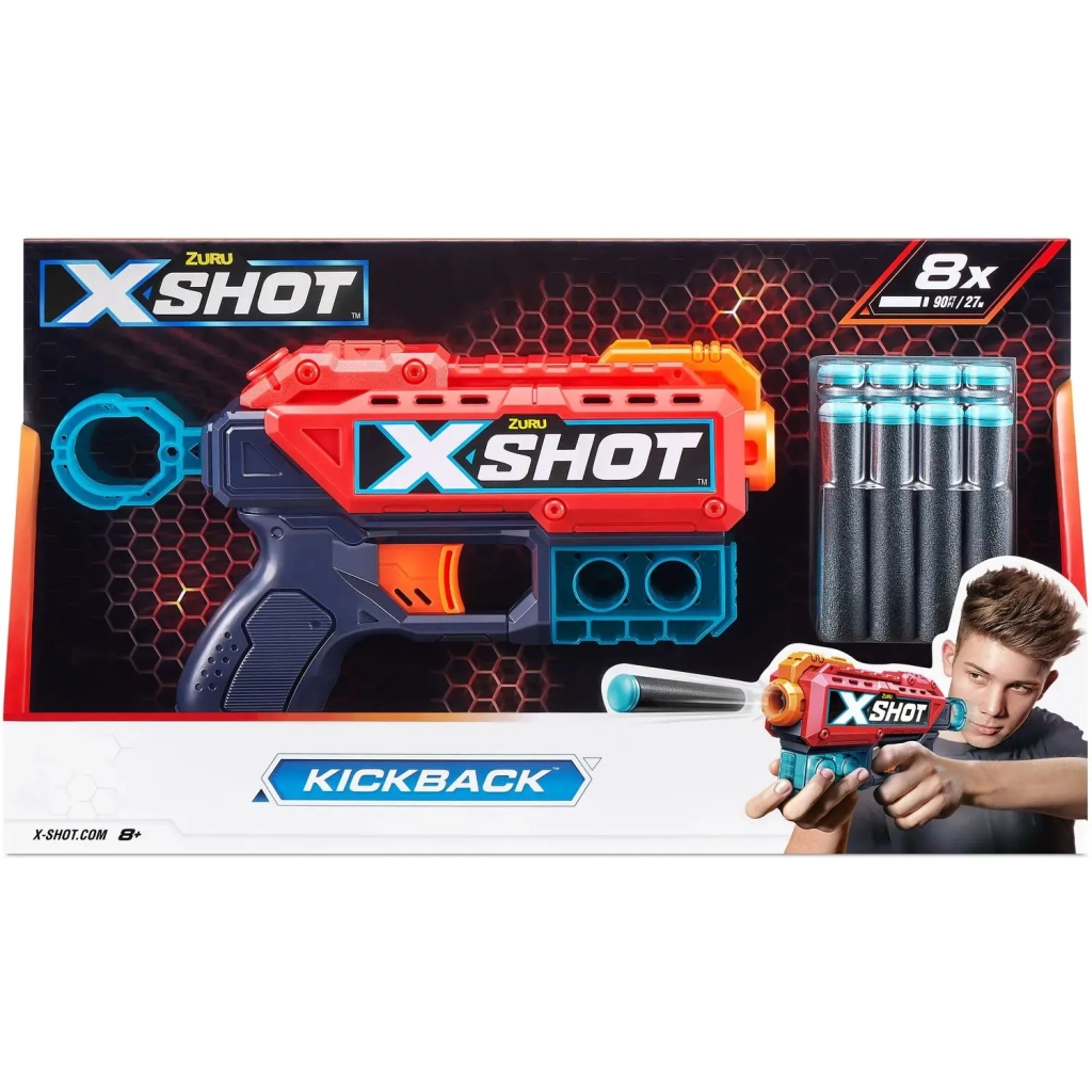 Іграшкова зброя Zuru X-Shot Red Швидкострільний бластер EXCEL Kickback (8 патронів) (36184R) - зображення 2