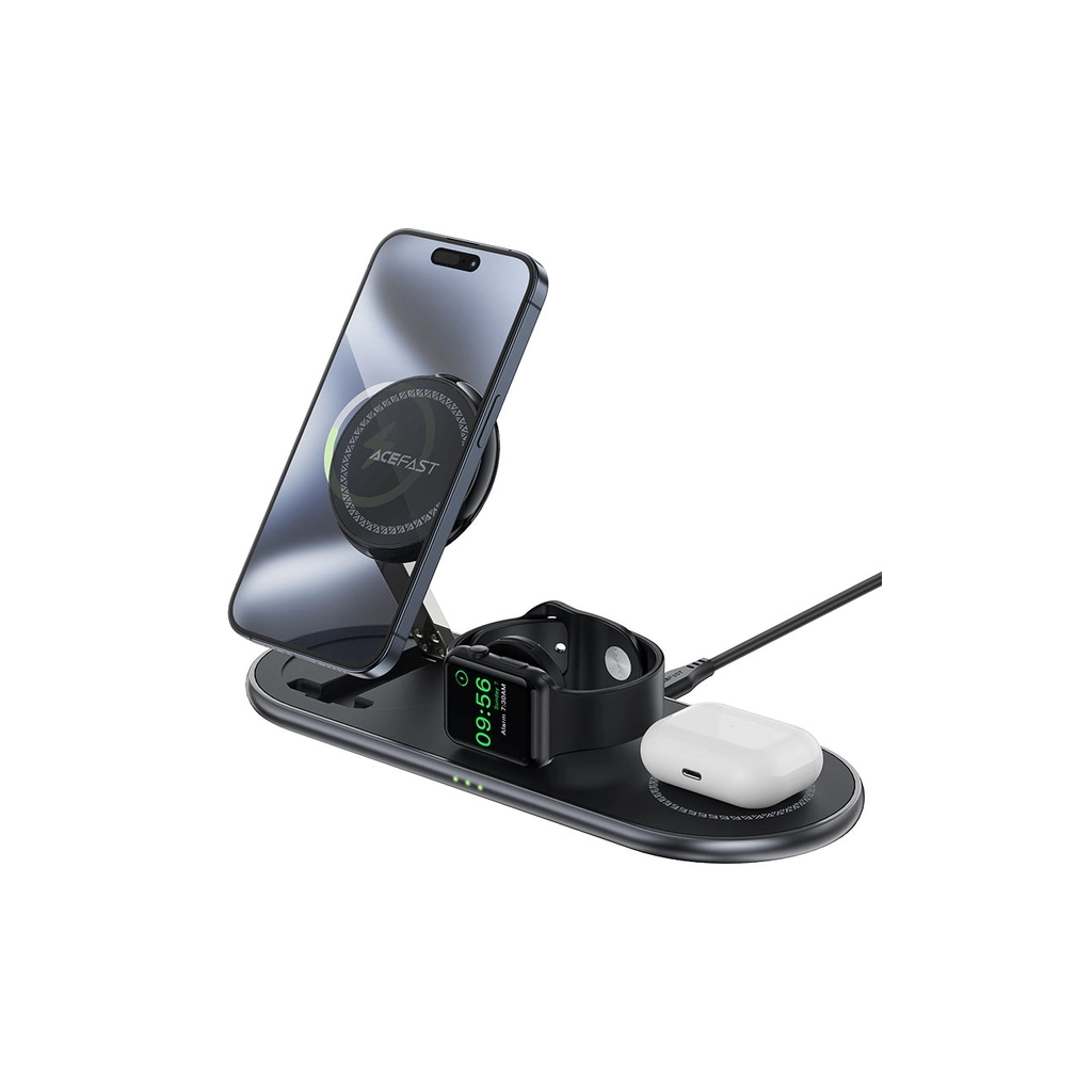 Зарядний пристрій Acefast Wireless QI 3in1 15W E19 Qi2 (6974316283096) - зображення 4