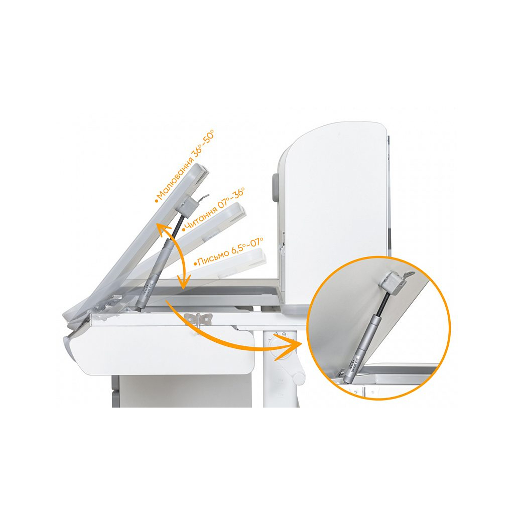 Парта Mealux Hamilton Multicolor Grey (BD-680 W/G MC+G з полицею) - зображення 7