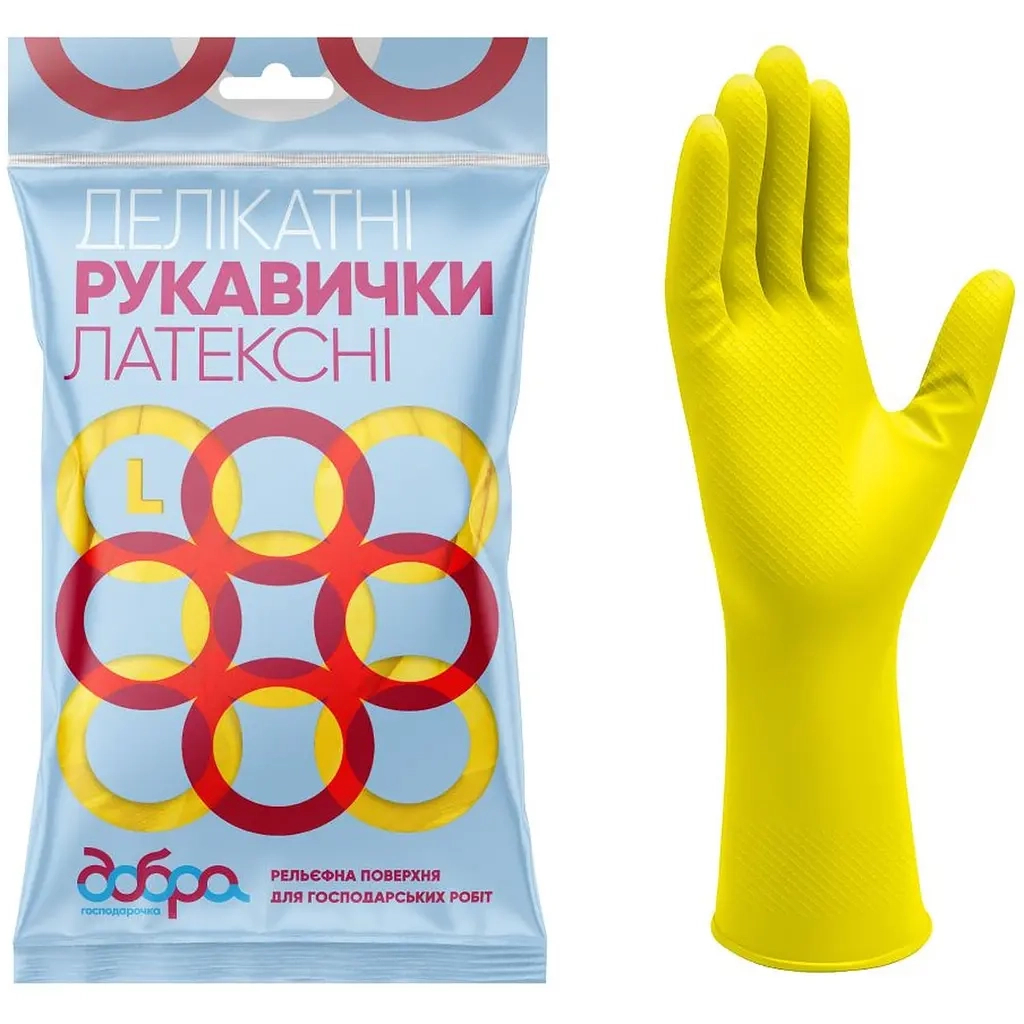 Рукавички господарські Добра Господарочка Латексні делікатні Розмір L 2 шт. (4820086521987) - зображення 2