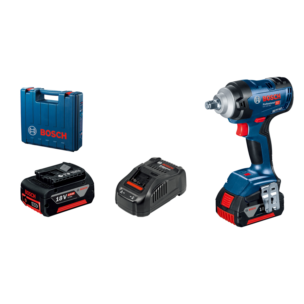 Гайковерт Bosch GDS 18V-400, 2x5Ah, 400 Нм, 0-2500 об/хв, кейс, зажим квадрат, 1.87 кг (0.601.9K0.020) - изображение 1