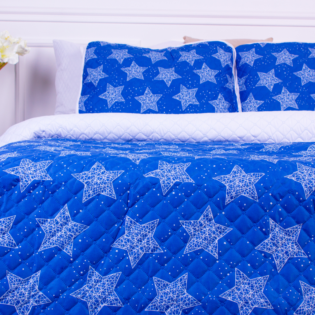 Покривало MirSon набір Print Line №7129 Blue Star 180х210 + 2 наволочки 50х70 (2200006079330) - зображення 4
