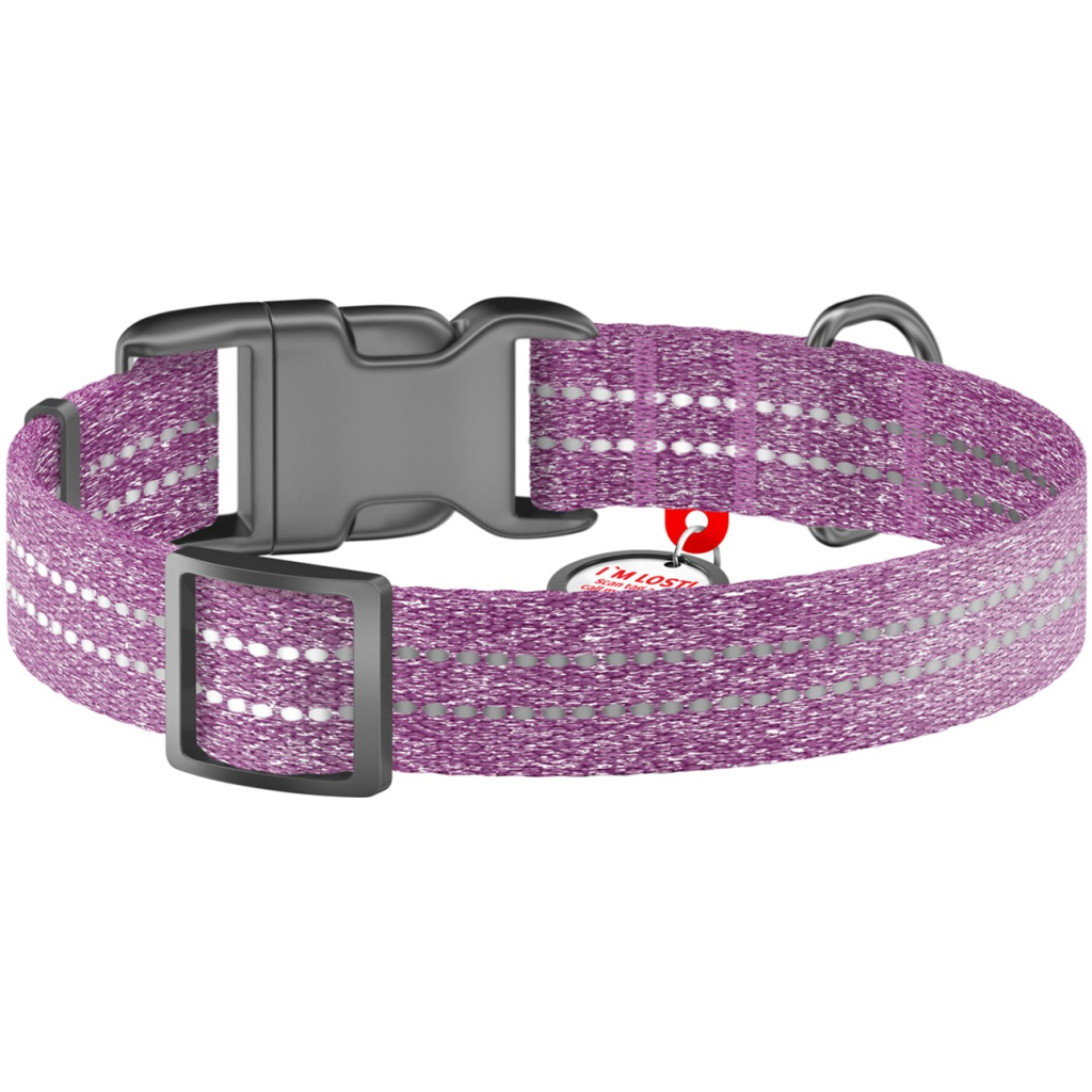Нашийник для тварин WAUDOG Re-cotton з QR паспортом світловідбивний Ш 25 мм Д 37-58 см фіолетовий (02949) - зображення 2