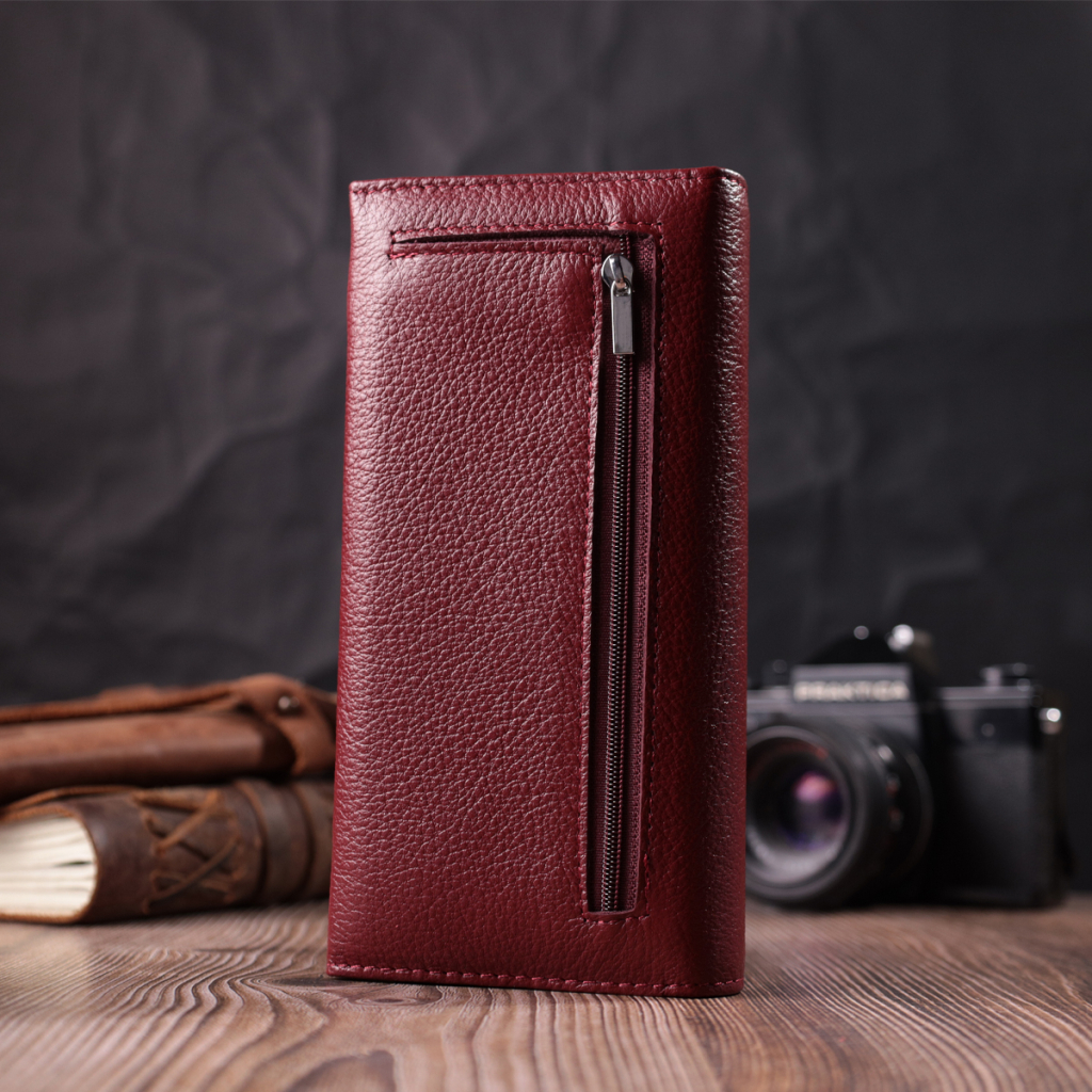 Гаманець ST Leather З натуральної шкіри Бордовий (22522) - зображення 9